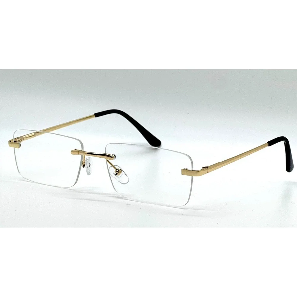 Frameless Glasses Gold Frame Clear Lens Lightweight Fashion Eyeglasses Lentes‎